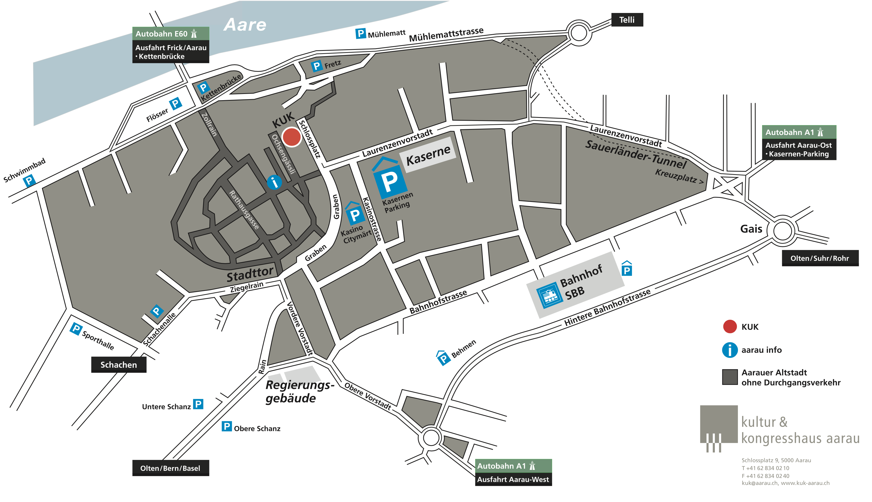 Lageplan vom Kultur- und Kongresszentrum Aarau